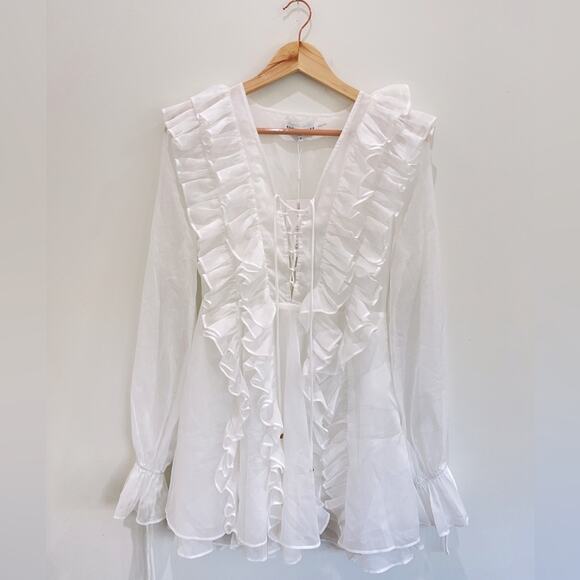 Anthropologie White Ruffled Mini Dress - Picture 8 of 10